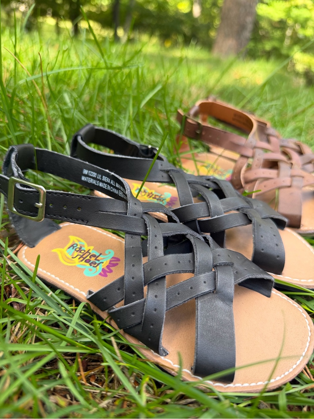 2 PAIRS • Rachel Shoes Kids Size 9 Woven Gladiator  Sandals in Black AND Brown!
